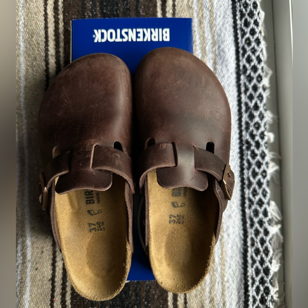 Birkenstock Boston Clogs Oiled Leather Habana - Size 37